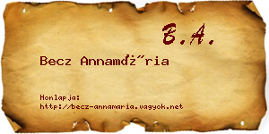 Becz Annamária névjegykártya